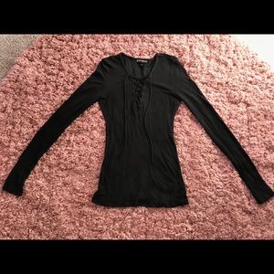 Long sleeve tie front top